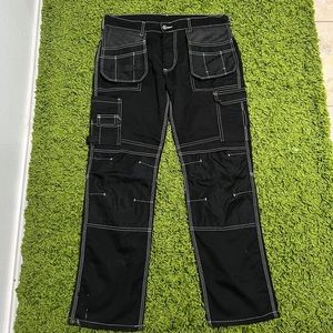 Black cargo pants white contrast stitching